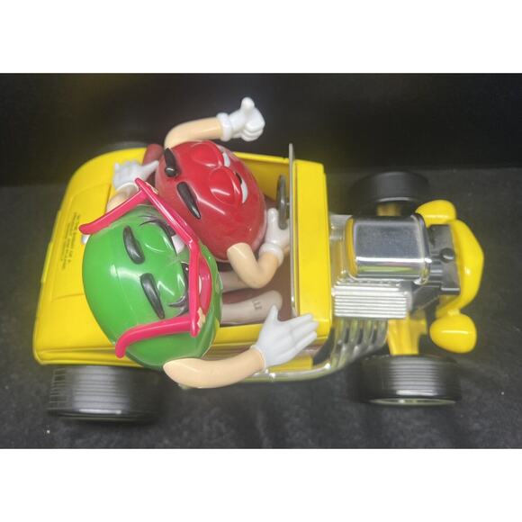 M&Ms Yellow Hot Rod Roadster Candy Dispenser w/Red and Green M&M Characters - Picture 6 of 6